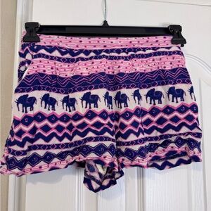 Skies are Blue Cozy Pink & Navy Elephant Print  Shorts size Small